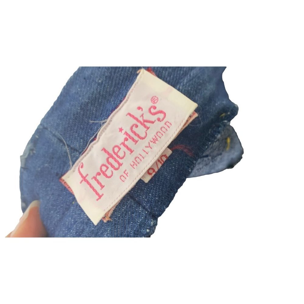 Vintage 70s Fredericks of Hollywood Suede Patchwork Denim Vest Set Medium - Picture 3 of 16